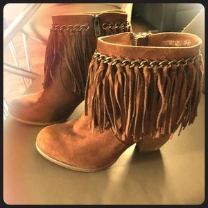 Brown Fringe Booties